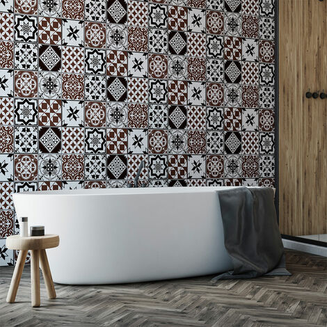 Sticker Mural Carrelage adhésif Cuisine Salle de Bain - 9 STICKERS CARREAUX DE CIMENT AZULEJOS EURASIO - 9stickers20x20cm