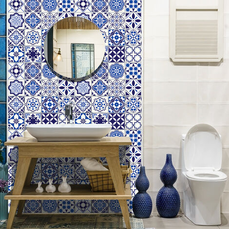 Sticker Mural Carrelage adhésif Cuisine Salle de Bain - 9 STICKERS CARREAUX DE CIMENT AZULEJOS FIORENZO - 9stickers20x20cm