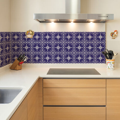 Sticker Mural Carrelage adhésif Cuisine Salle de Bain - 9 STICKERS CARREAUX DE CIMENT AZULEJOS GRACIA - 9stickers20x20cm