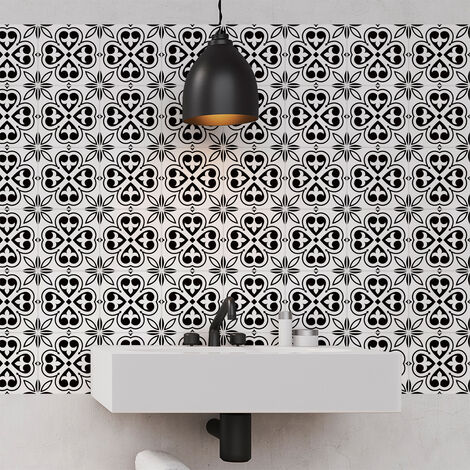 Sticker Mural Carrelage adhésif Cuisine Salle de Bain - 9 STICKERS CARREAUX DE CIMENT AZULEJOS KEZIA - 9stickers20x20cm
