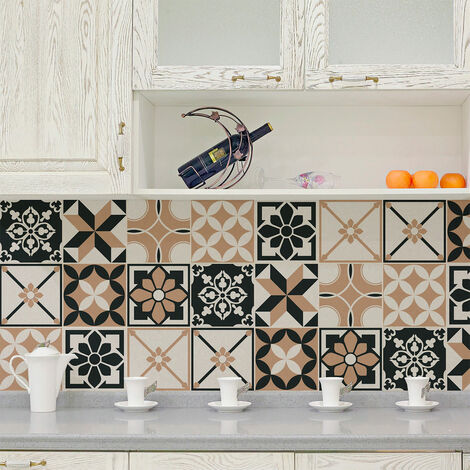 Sticker Mural Carrelage adhésif Cuisine Salle de Bain - 9 STICKERS CARREAUX DE CIMENT AZULEJOS LANGORIA - 9stickers15x15cm