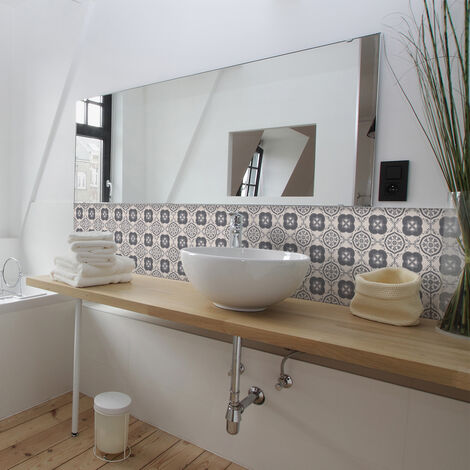 Sticker Mural Carrelage adhésif Cuisine Salle de Bain - 9 STICKERS CARREAUX DE CIMENT AZULEJOS ORLANDO - 9stickers20x20cm