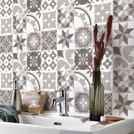 Sticker Mural Carrelage adhésif Cuisine Salle de Bain - 9 STICKERS CARREAUX DE CIMENT AZULEJOS TITO - 9stickers10x10cm