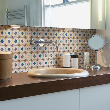 Sticker Mural Carrelage adhésif Cuisine Salle de Bain - 9 STICKERS CARREAUX DE CIMENT AZULEJOS TOMAS - 9stickers20x20cm