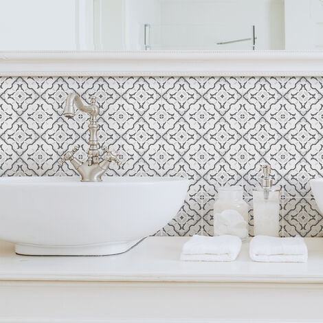 Sticker Mural Carrelage adhésif Cuisine Salle de Bain - 9 STICKERS CARREAUX DE CIMENT AZULEJOS VANDA - 9stickers20x20cm