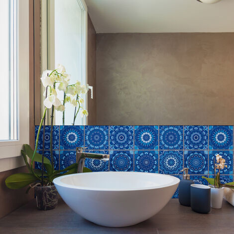 Sticker Mural Carrelage adhésif Cuisine Salle de Bain - 9 STICKERS CARREAUX DE CIMENT BOHÈME OLLIN - 9stickers20x20cm