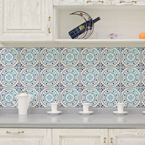 Sticker Mural Carrelage adhésif Cuisine Salle de Bain - 9 STICKERS CARREAUX DE CIMENT DELFT LA HAYE - 9stickers20x20cm