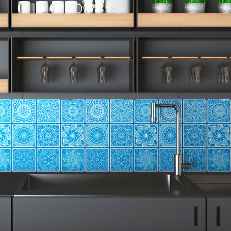 Sticker Mural Carrelage adhésif Cuisine Salle de Bain - 9 STICKERS CARREAUX DE CIMENT ETHNIQUE ANOKI - 9stickers20x20cm