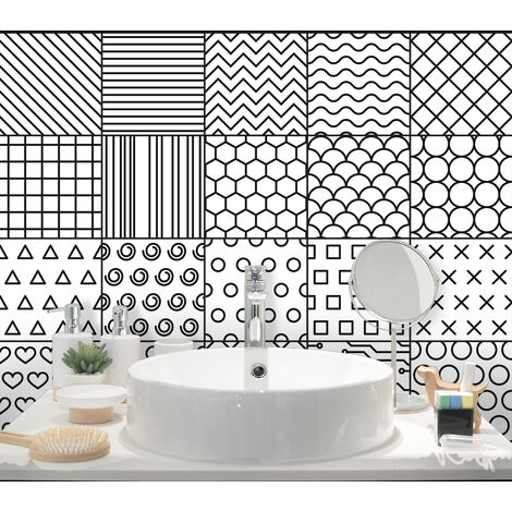 Sticker Mural Carrelage adhésif Cuisine Salle de Bain - 9 STICKERS CARREAUX DE CIMENT ETHNIQUE DAVAO - 9stickers15x15cm