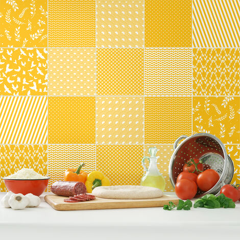 Sticker Mural Carrelage adhésif Cuisine Salle de Bain - 9 STICKERS CARREAUX DE CIMENT ETHNIQUE FUKUOKA - 9stickers10x10cm