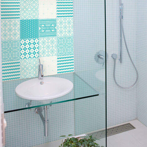 Sticker Mural Carrelage adhésif Cuisine Salle de Bain - 9 STICKERS CARREAUX DE CIMENT ETHNIQUE TAKAYAMA - 9stickers15x15cm