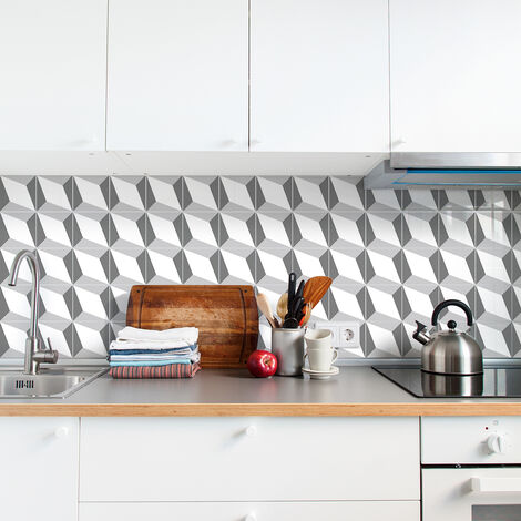 Sticker Mural Carrelage adhésif Cuisine Salle de Bain - 9 STICKERS CARREAUX DE CIMENT GÉOMETRIQUES DESIGN - 9stickers10x10cm