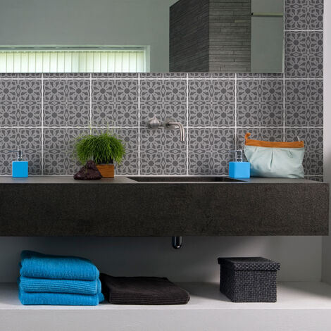 Sticker Mural Carrelage adhésif Cuisine Salle de Bain - 9 STICKERS CARREAUX DE CIMENT ORIENTAL BÉJA - 9stickers20x20cm