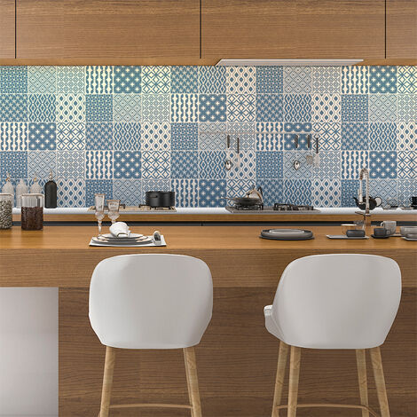 Sticker Mural Carrelage adhésif Cuisine Salle de Bain - 9 STICKERS CARREAUX DE CIMENT SCANDINAVE ANIKA - 9stickers20x20cm