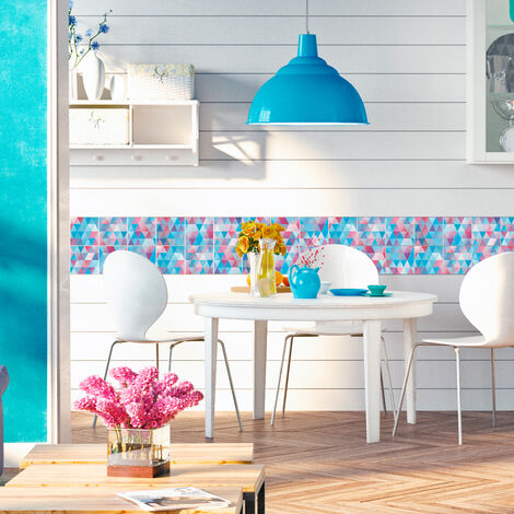 Sticker Mural Carrelage adhésif Cuisine Salle de Bain - 9 STICKERS CARREAUX DE CIMENT SCANDINAVE BLUE ROSE BALTIQUE - 9stickers20x20cm