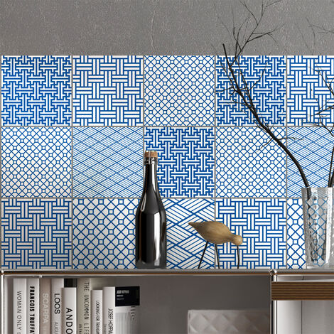 Sticker Mural Carrelage adhésif Cuisine Salle de Bain - 9 STICKERS CARREAUX DE CIMENT SCANDINAVE FINLANDE - 9stickers20x20cm