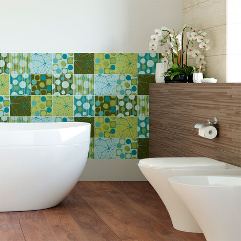 Sticker Mural Carrelage adhésif Cuisine Salle de Bain - 9 STICKERS CARREAUX DE CIMENT SCANDINAVE FLISER - 9stickers10x10cm