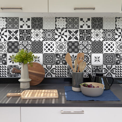 Sticker Mural Carrelage adhésif Cuisine Salle de Bain - 9 STICKERS CARRELAGES AZULEJOS AGUSTINO - 9stickers10x10cm