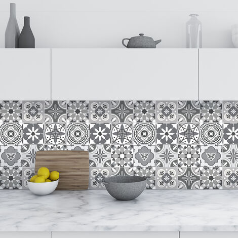 Sticker Mural Carrelage adhésif Cuisine Salle de Bain - 9 STICKERS CARRELAGES AZULEJOS AMAURY - 9stickers15x15cm