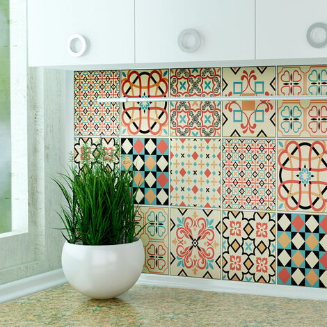 Sticker Mural Carrelage adhésif Cuisine Salle de Bain - 9 STICKERS CARRELAGES AZULEJOS ANTOLIANO - 9stickers15x15cm
