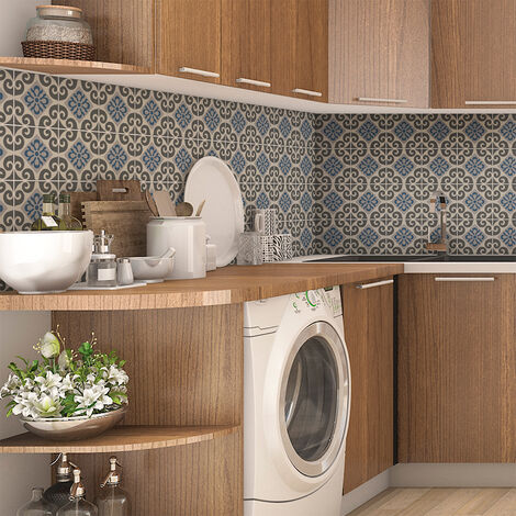 Sticker Mural Carrelage adhésif Cuisine Salle de Bain - 9 STICKERS CARRELAGES AZULEJOS CONSTANTINO - 9stickers15x15cm