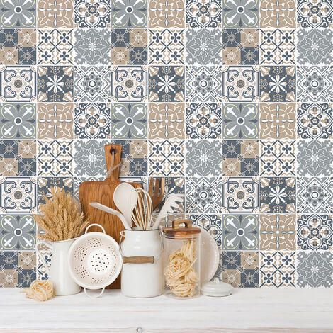 Sticker Mural Carrelage adhésif Cuisine Salle de Bain - 9 STICKERS CARRELAGES AZULEJOS EFERNOZA - 9stickers15x15cm