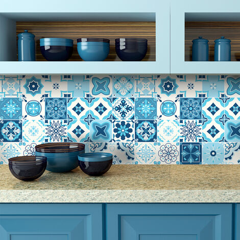 Sticker Mural Carrelage adhésif Cuisine Salle de Bain - 9 STICKERS CARRELAGES AZULEJOS GRAZILDA - 9stickers15x15cm