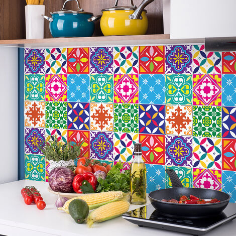 Sticker Mural Carrelage adhésif Cuisine Salle de Bain - 9 STICKERS CARRELAGES AZULEJOS LIDWINA - 9stickers15x15cm
