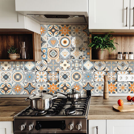 Sticker Mural Carrelage adhésif Cuisine Salle de Bain - 9 STICKERS CARRELAGES AZULEJOS LONARENO - 9stickers40x40cm