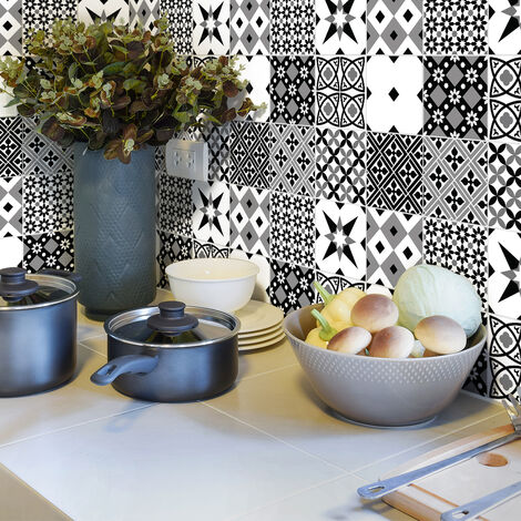 Sticker Mural Carrelage adhésif Cuisine Salle de Bain - 9 STICKERS CARRELAGES AZULEJOS LORALINE - 9stickers15x15cm