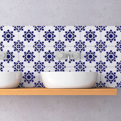 Sticker Mural Carrelage adhésif Cuisine Salle de Bain - 9 STICKERS CARRELAGES AZULEJOS MATHÉO - 9stickers15x15cm