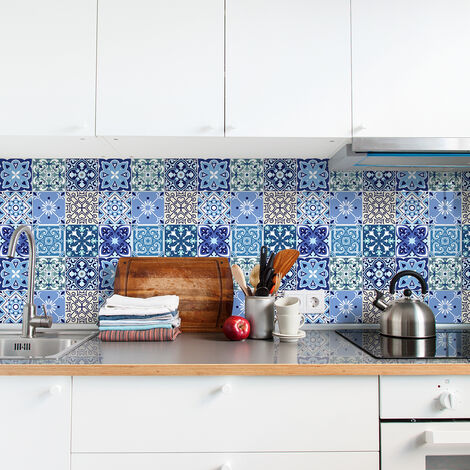 Sticker Mural Carrelage adhésif Cuisine Salle de Bain - 9 STICKERS CARRELAGES AZULEJOS OMODOSSOLA - 9stickers15x15cm