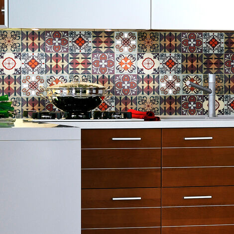 Sticker Mural Carrelage adhésif Cuisine Salle de Bain - 9 STICKERS CARRELAGES AZULEJOS ORNEMENTS CLASSIQUE VINTAGE - 9stickers10x10cm