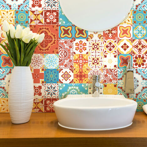 Sticker Mural Carrelage adhésif Cuisine Salle de Bain - 9 STICKERS CARRELAGES AZULEJOS OTTAVIO - 9stickers15x15cm