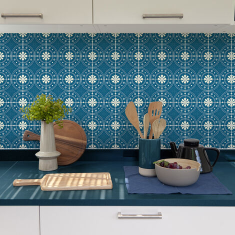 Sticker Mural Carrelage adhésif Cuisine Salle de Bain - 9 STICKERS CARRELAGES AZULEJOS PAQUITA - 9stickers15x15cm