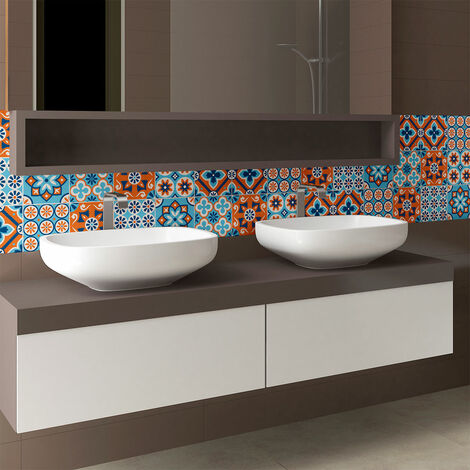 Sticker Mural Carrelage adhésif Cuisine Salle de Bain - 9 STICKERS CARRELAGES AZULEJOS PATRINA - 9stickers15x15cm