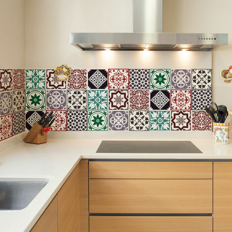 Sticker Mural Carrelage adhésif Cuisine Salle de Bain - 9 STICKERS CARRELAGES AZULEJOS SANDRA - 9stickers15x15cm