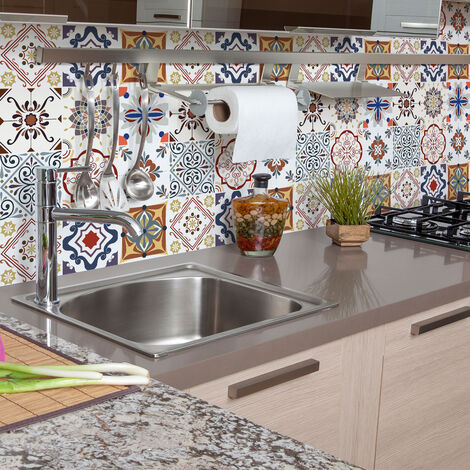 Sticker Mural Carrelage adhésif Cuisine Salle de Bain - 9 STICKERS CARRELAGES AZULEJOS SOELNA - 9stickers15x15cm