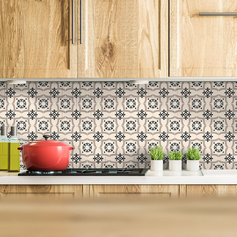 Sticker Mural Carrelage adhésif Cuisine Salle de Bain - 9 STICKERS CARRELAGES AZULEJOS SUZANNA - 9stickers15x15cm