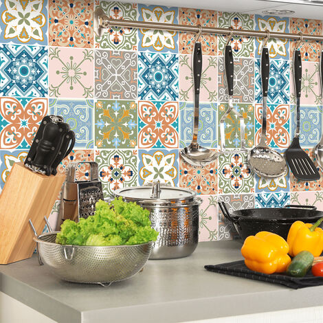 Sticker Mural Carrelage adhésif Cuisine Salle de Bain - 9 STICKERS CARRELAGES AZULEJOS VICITO - 9stickers15x15cm