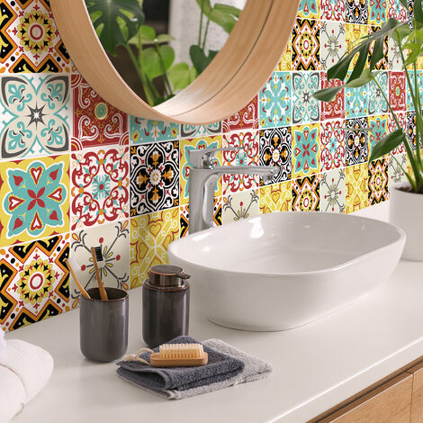 Sticker Mural Carrelage adhésif Cuisine Salle de Bain - 9 STICKERS CARRELAGES AZULEJOS VIFRINA - 9stickers15x15cm