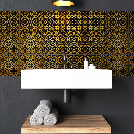 Sticker Mural Carrelage adhésif Cuisine Salle de Bain - 9 STICKERS CARRELAGES ORIENTAL ENFIDA - 9stickers10x10cm