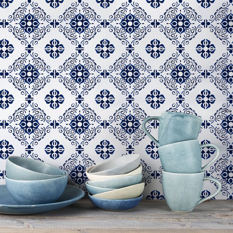 Sticker Mural Carrelage adhésif Cuisine Salle de Bain - 24 stickers carreaux de ciment azulejos calypso - 24stickers20x20cm