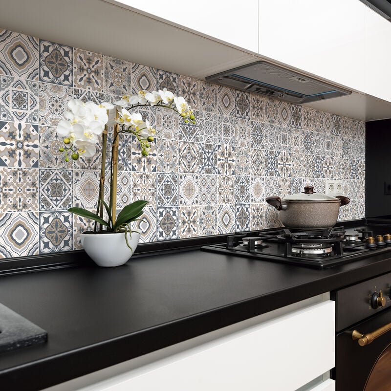 Sticker Mural Carrelage adhésif Cuisine Salle de Bain - 24 stickers carreaux de ciment azulejos giacomo - 24stickers20x20cm