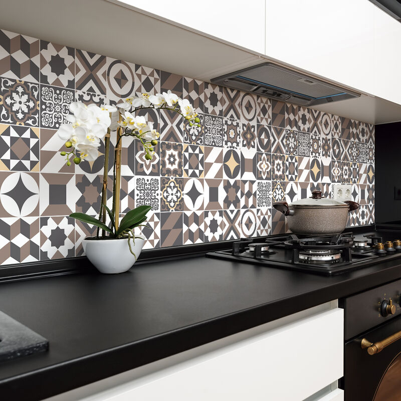 Sticker Mural Carrelage adhésif Cuisine Salle de Bain - 24 stickers carreaux de ciment azulejos solenzara - 24stickers20x20cm