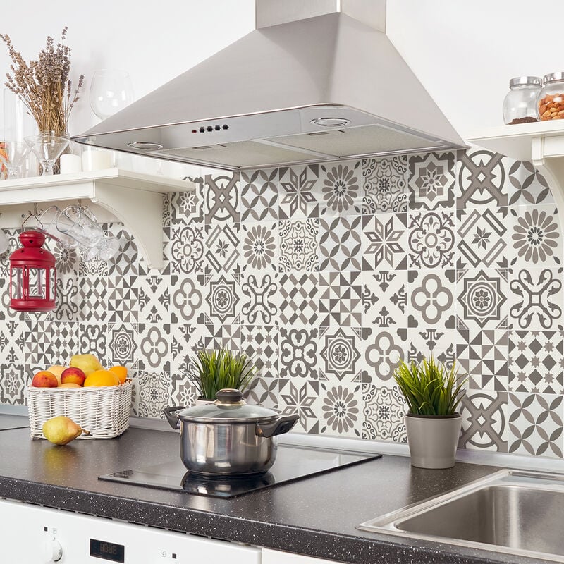 Sticker Mural Carrelage adhésif Cuisine Salle de Bain - 24 stickers carreaux de ciment azulejos zuheros - 24stickers15x15cm