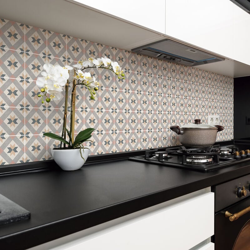 Sticker Mural Carrelage adhésif Cuisine Salle de Bain - 30 stickers carreaux de ciment authentiques flirion - 30stickers20x20cm