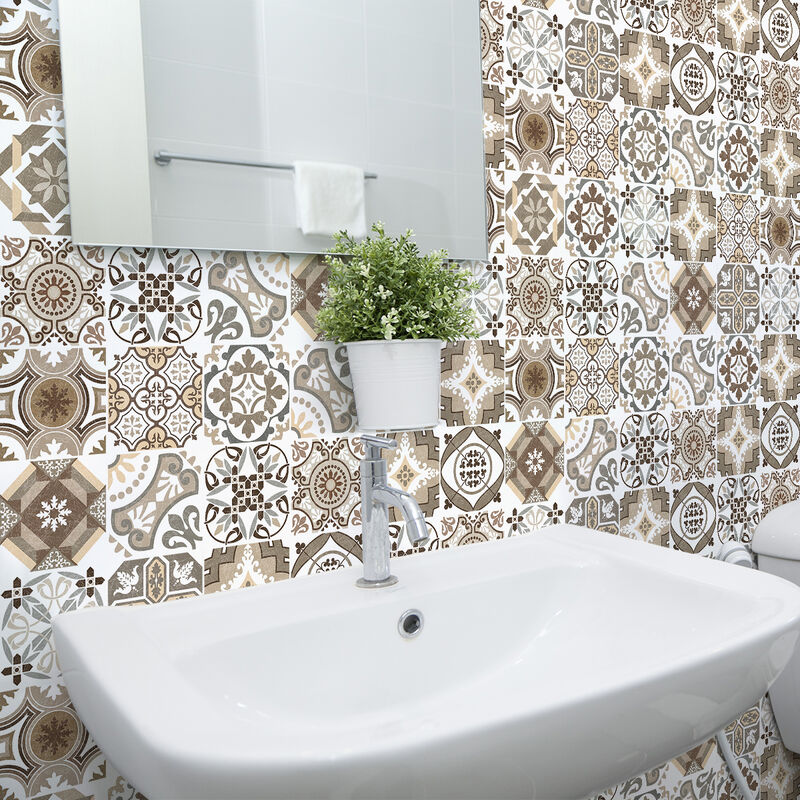 Sticker Mural Carrelage adhésif Cuisine Salle de Bain - 30 stickers carreaux de ciment authentiques liendro - 30stickers20x20cm