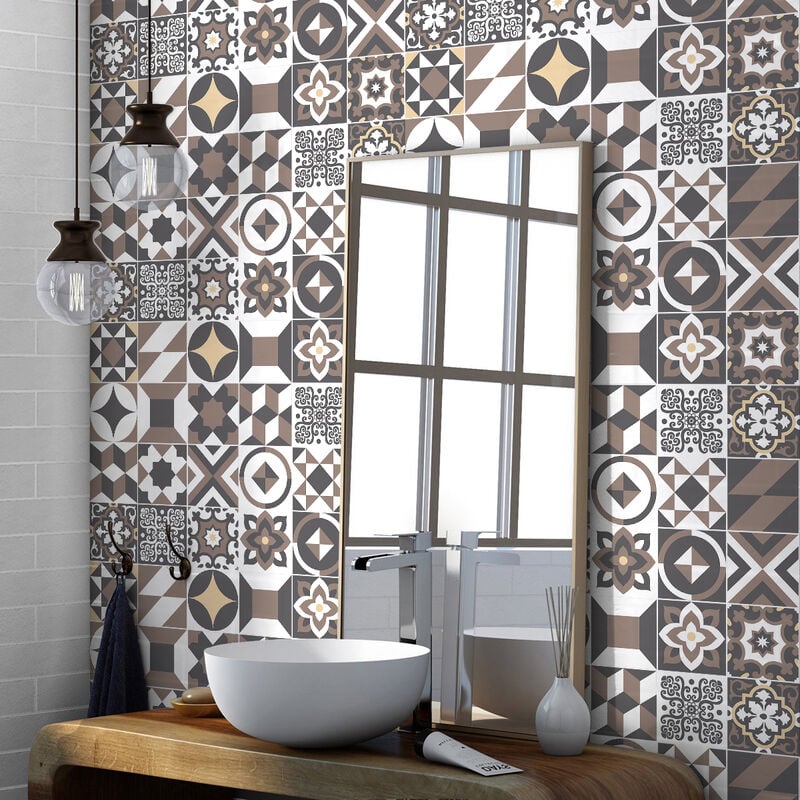 Sticker Mural Carrelage adhésif Cuisine Salle de Bain - 30 stickers carreaux de ciment azulejos ollacaro - 30stickers10x10cm