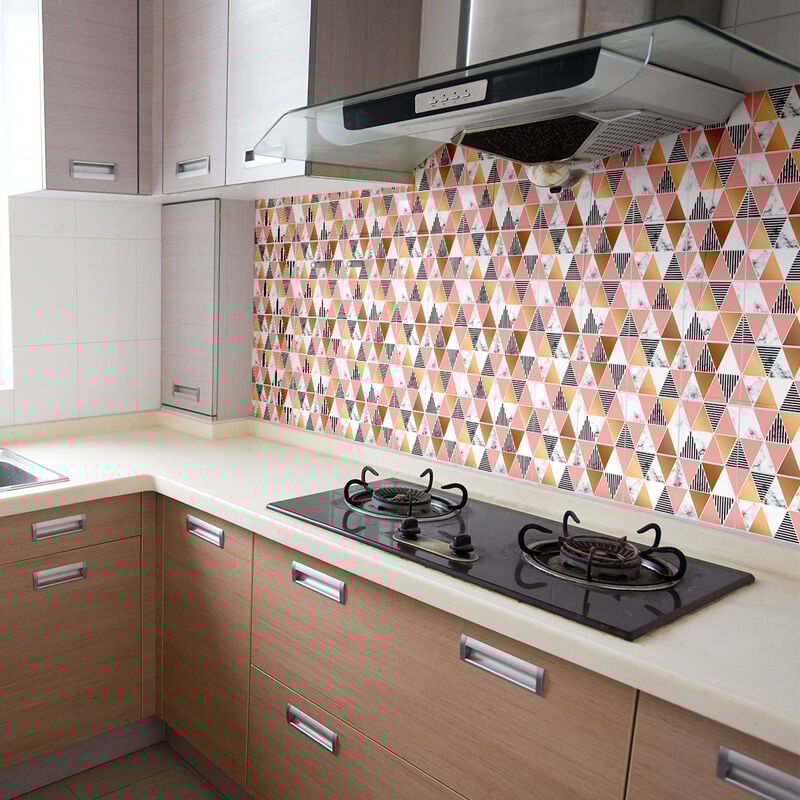 Sticker Mural Carrelage adhésif Cuisine Salle de Bain - 30 stickers carreaux de ciment effet mabré géométrique chic - 30stickers10x10cm